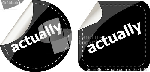 Image of actually black stickers set, icon button