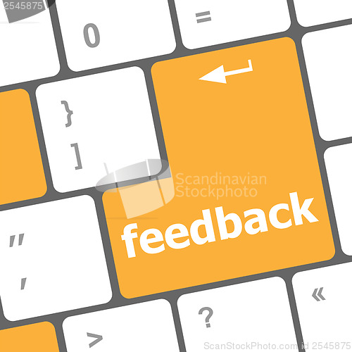 Image of Keyboard with single button showing the word feedback