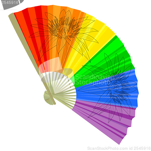 Image of traditional, a rainbow Folding Fans. Vector illustration.