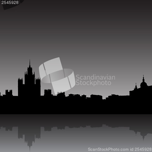 Image of  Moscow city silhouette skyline vector illustration