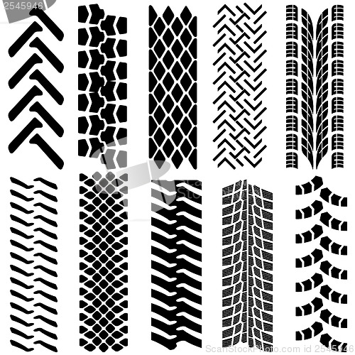 Image of Set of detailed tire prints, vector illustration