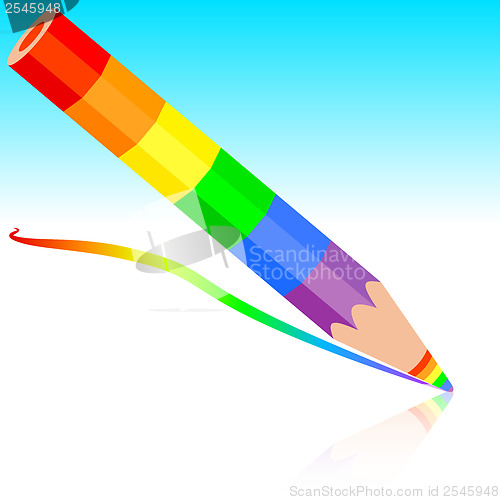 Image of  rainbow pencil , vector illustration.