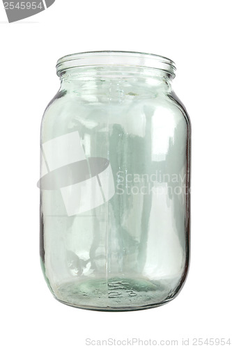 Image of Empty glass jar isolated on a white background 