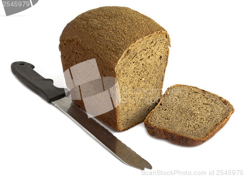 Image of black sliced bread on the white background