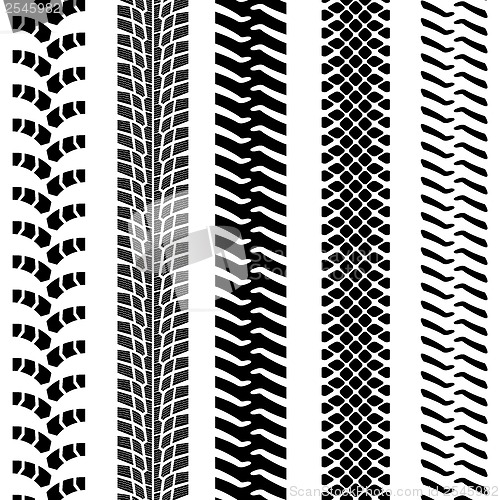 Image of Set of detailed tire prints, vector illustration