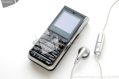 Image of Mobile phone and the headphone