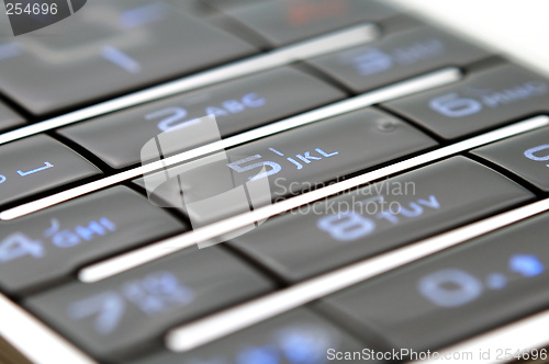 Image of Close up shot of mobile keypad under light
