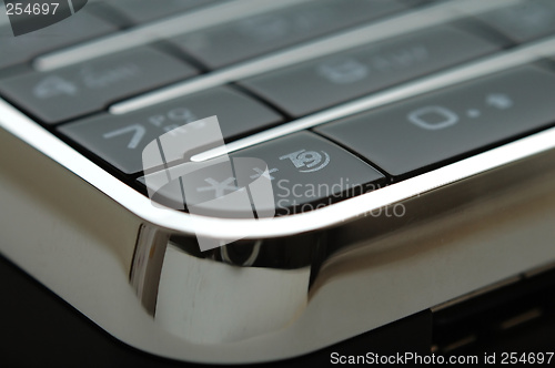 Image of Close up shot of mobile keypad under light