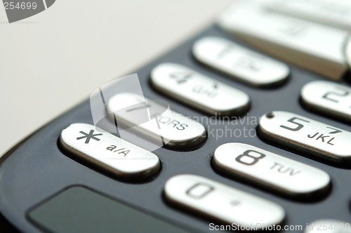 Image of Close up shot of mobile keypad under light