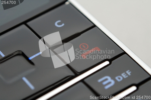 Image of Close up shot of mobile keypad under light