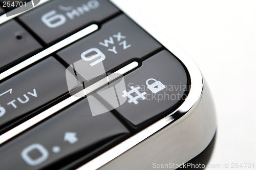 Image of Close up shot of mobile keypad under light