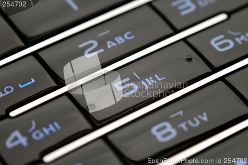 Image of Close up shot of mobile keypad under light
