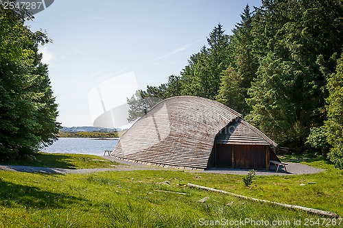 Image of A viking longhouse on the coast of Norway