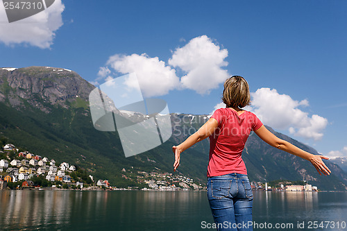 Image of Free happy woman enjoying nature