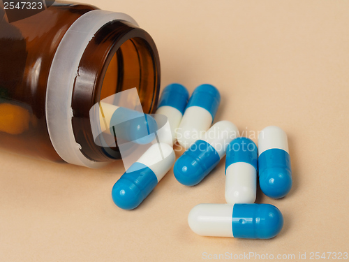 Image of Blue and white capsules