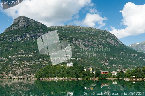 Image of Mountains and village on the lake