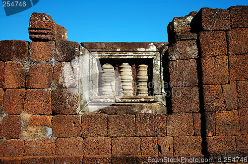 Image of Window of an ancient stone wall in Siem Reap