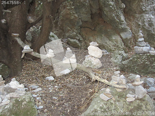 Image of Stone towers along the path