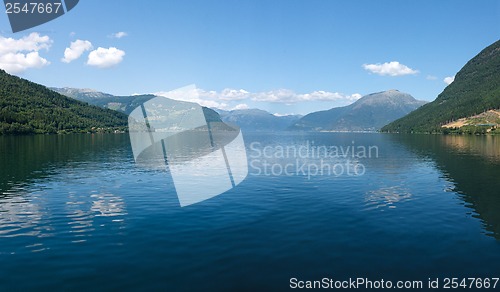 Image of Norwegian fjord and mountains