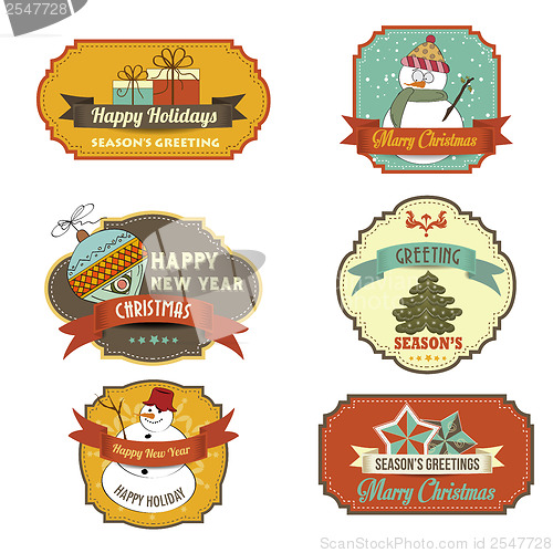Image of Collection of vintage retro Christmas labels