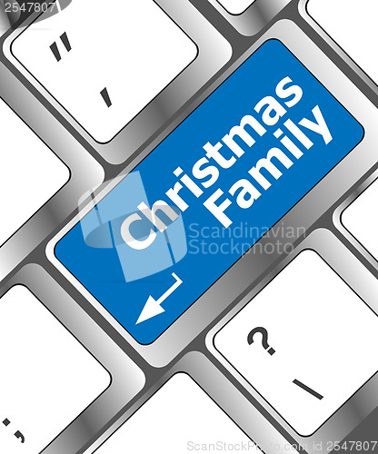 Image of christmas family message button, keyboard enter key