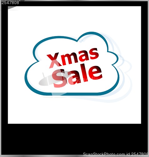 Image of xmas sale word cloud on photo frame, isolated