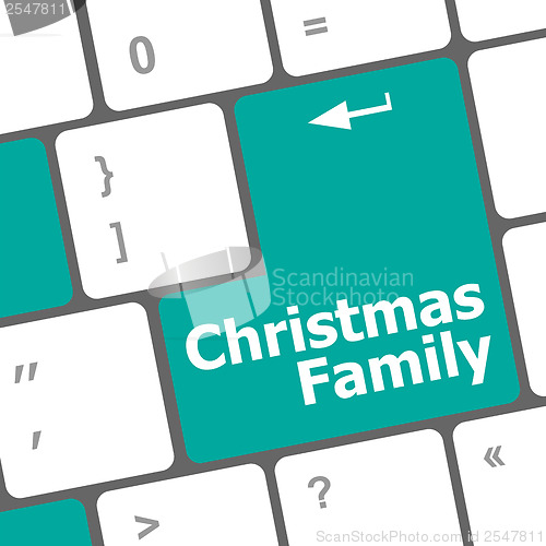 Image of christmas family message button, keyboard enter key