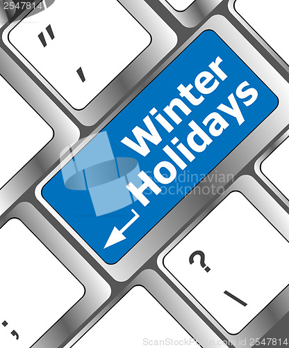 Image of Computer keyboard key with winter holidays words