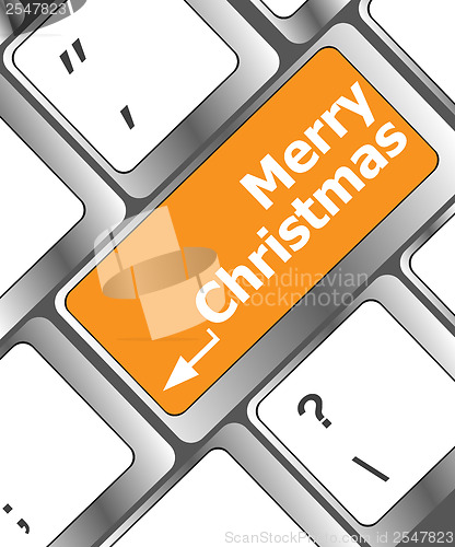 Image of merry christmas message, keyboard enter key button