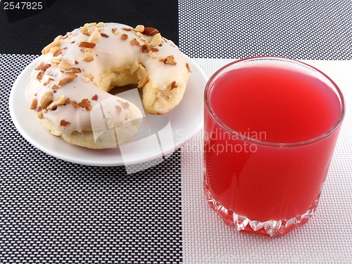 Image of sweet cake with fresh cherry juice