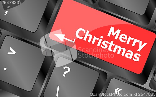 Image of merry christmas message, keyboard enter key button