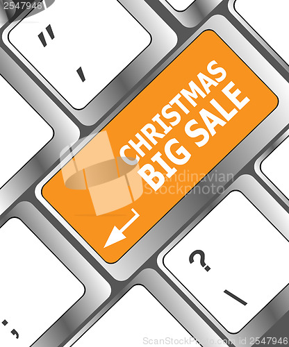 Image of christmas big sale on computer keyboard key button