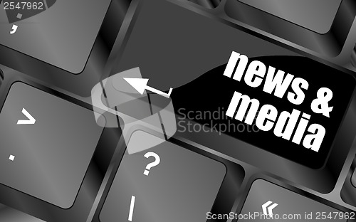 Image of Computer keyboard with news and media key. business concept