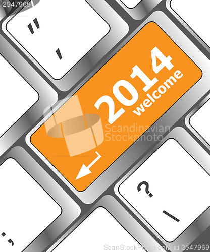 Image of New year concept: welcome 2014 key on the computer keyboard