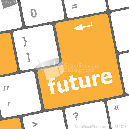 Image of future time concept with key on computer keyboard