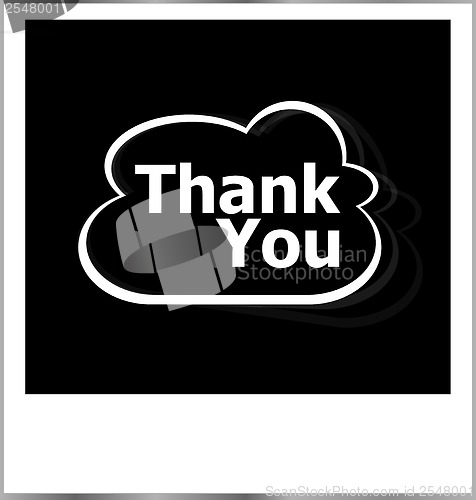 Image of photo frame with thank you word, social concept