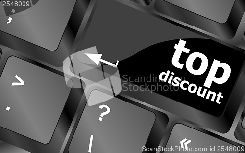 Image of top discount concept sign on computer key
