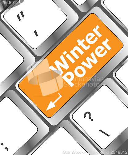 Image of winter power on computer keyboard key button