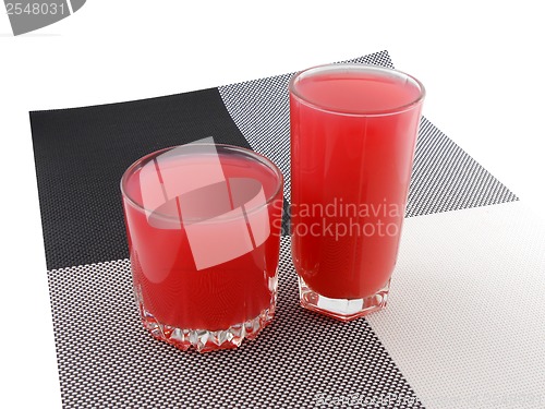 Image of cherry juice in a glass set