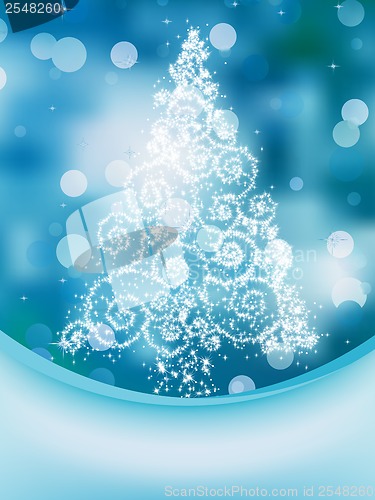 Image of Christmas Tree on bokeh, Greeting Card. EPS 10