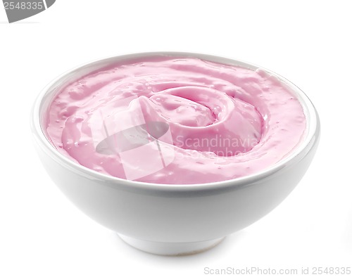 Image of bowl of pink yogurt