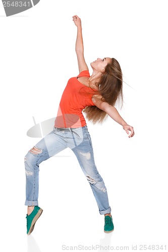 Image of Woman hip hop dancer over white background