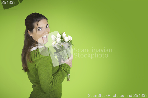 Image of Woman with Tulips