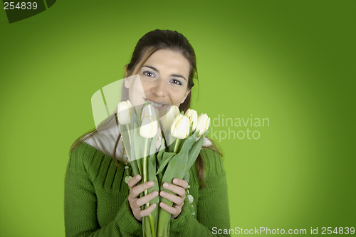 Image of Woman with Tulips