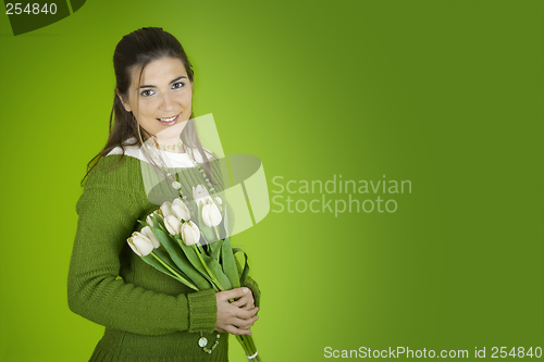 Image of Woman with Tulips