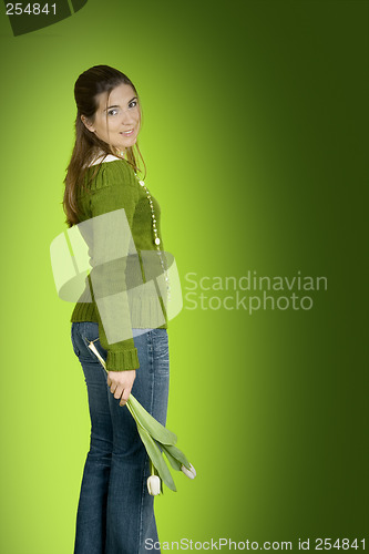 Image of Woman with Tulips