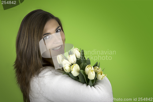 Image of Woman with Tulips