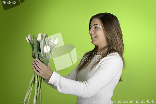 Image of Woman with Tulips