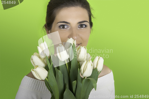 Image of Woman with Tulips