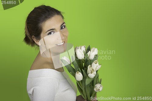 Image of Woman with Tulips